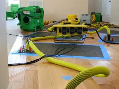Drying mats and hoses pulling moisture up through a hardwood floor